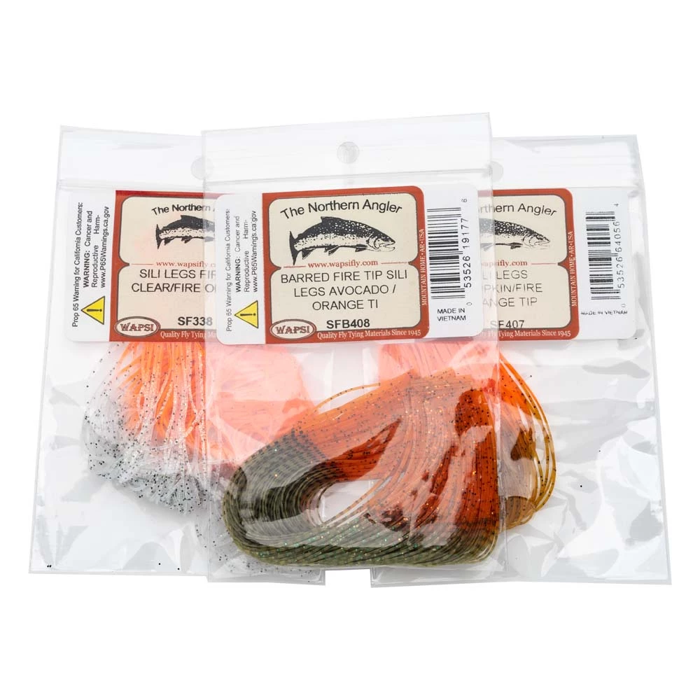 Wapsi Fly Fire Tipped Sili Legs Chenille, Braid & Body Materials 1 Wapsi Fly Fire Tipped Sili Legs Chenille, Braid & Body Materials